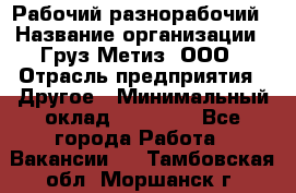 Рабочий-разнорабочий › Название организации ­ Груз-Метиз, ООО › Отрасль предприятия ­ Другое › Минимальный оклад ­ 25 000 - Все города Работа » Вакансии   . Тамбовская обл.,Моршанск г.